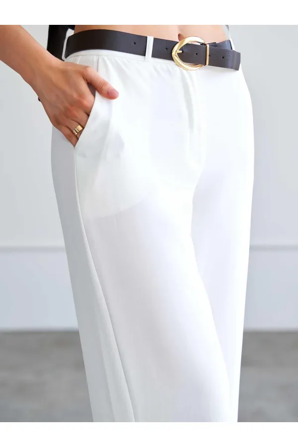 031661 Straight Cut Belted Trousers