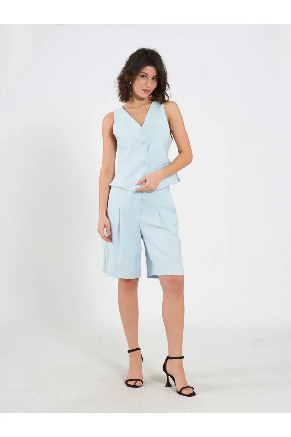 010876 Single Pleated Bermuda Shorts