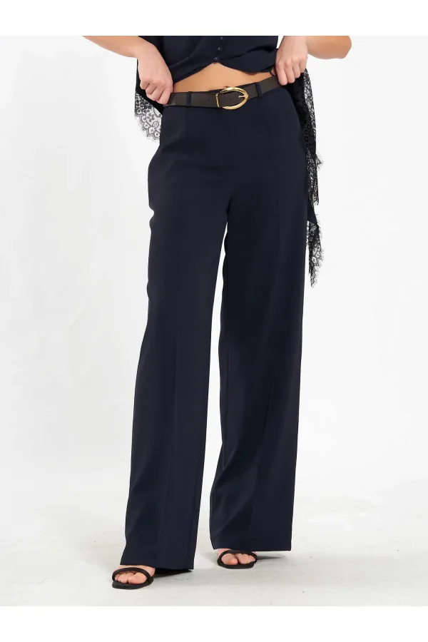 Pantalon droit à ceinture 031661