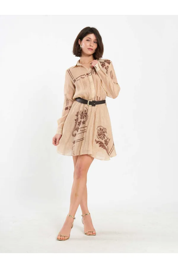 Robe à motifs 111713 avec taille élastique