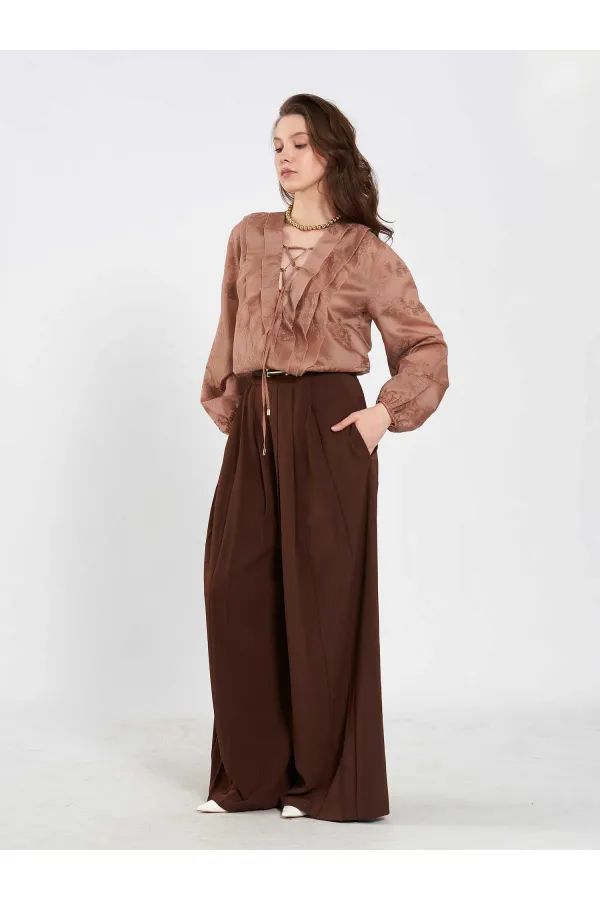 031676 Pleated Loose Fit Belted Trousers 031676 Pleated Loose Fit Belted Trousers