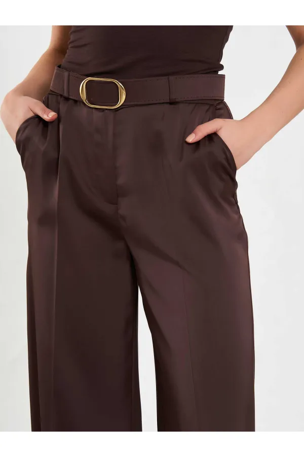 031656 Satin Belted Straight Leg Trousers