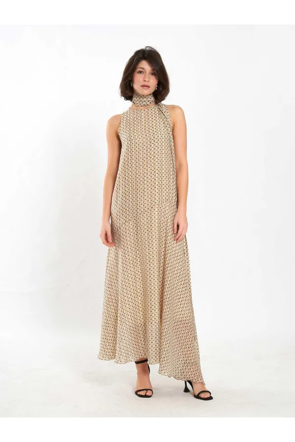 111709 Long Polka Dot Shawl Dress