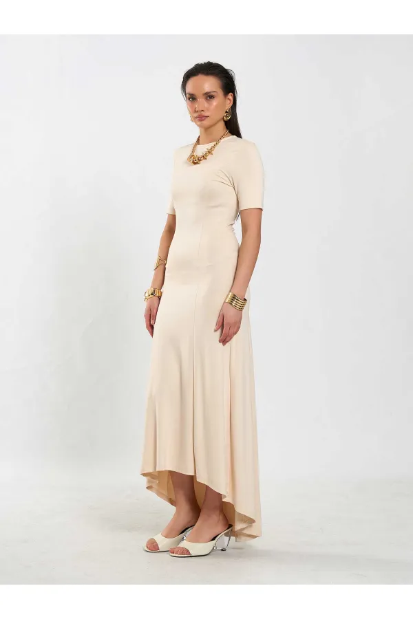 111693 Crew Neck Short Sleeve Basic Dress