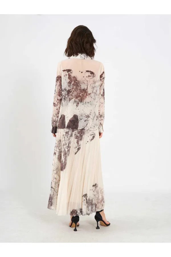 080813 Watercolor Effect Chiffon Shirt