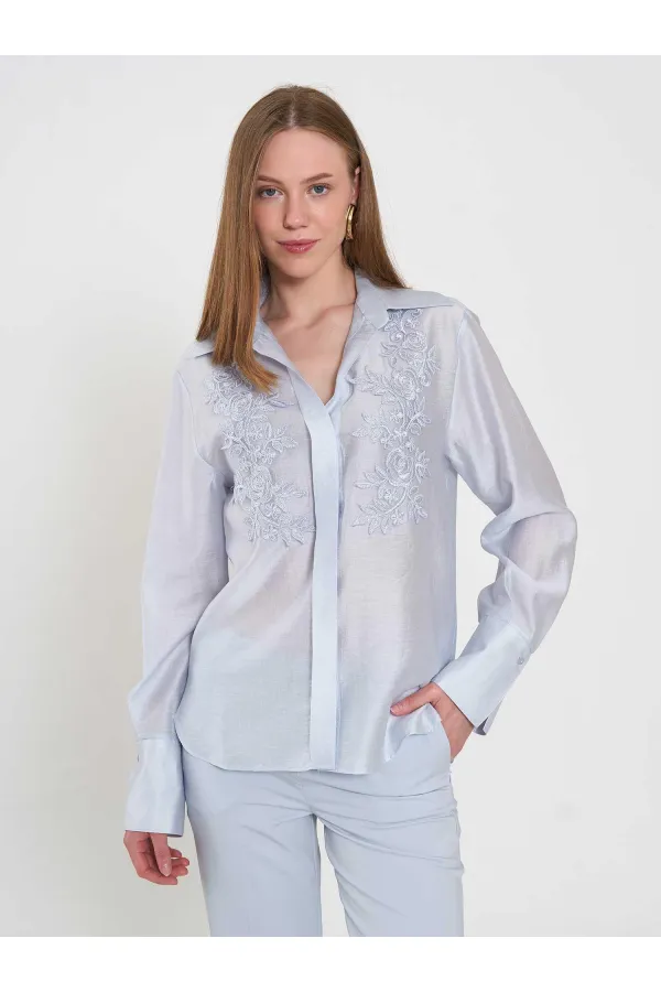 080820 Tencel Shirt with Lace Details