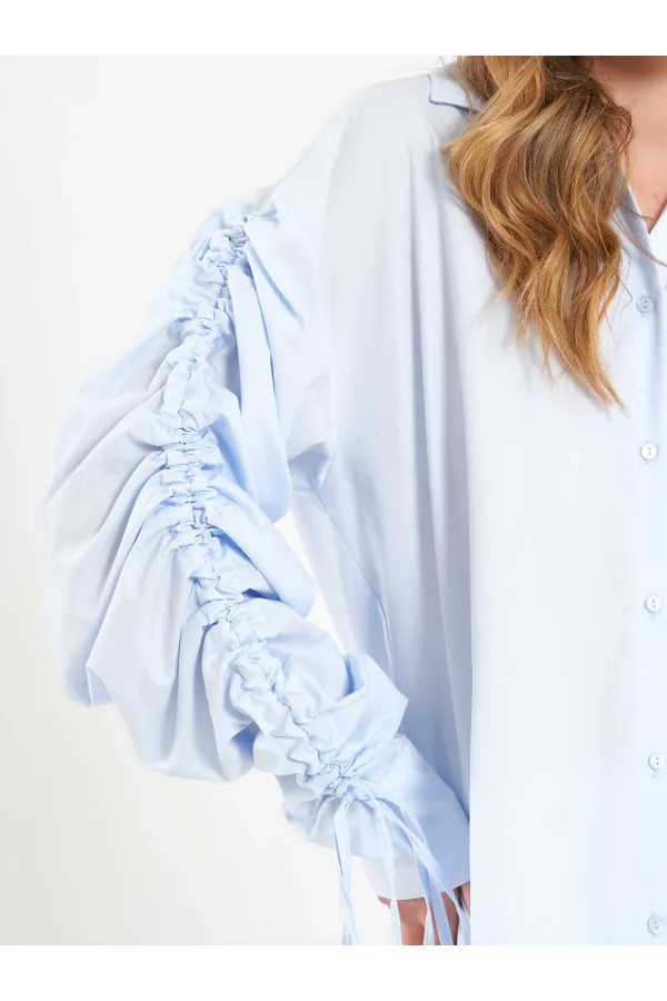 080796 Kolları Büzgülü Gömlek