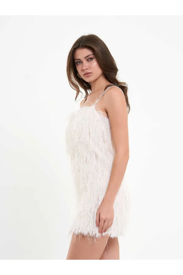 111658 Saçaklı Mini  Elbise