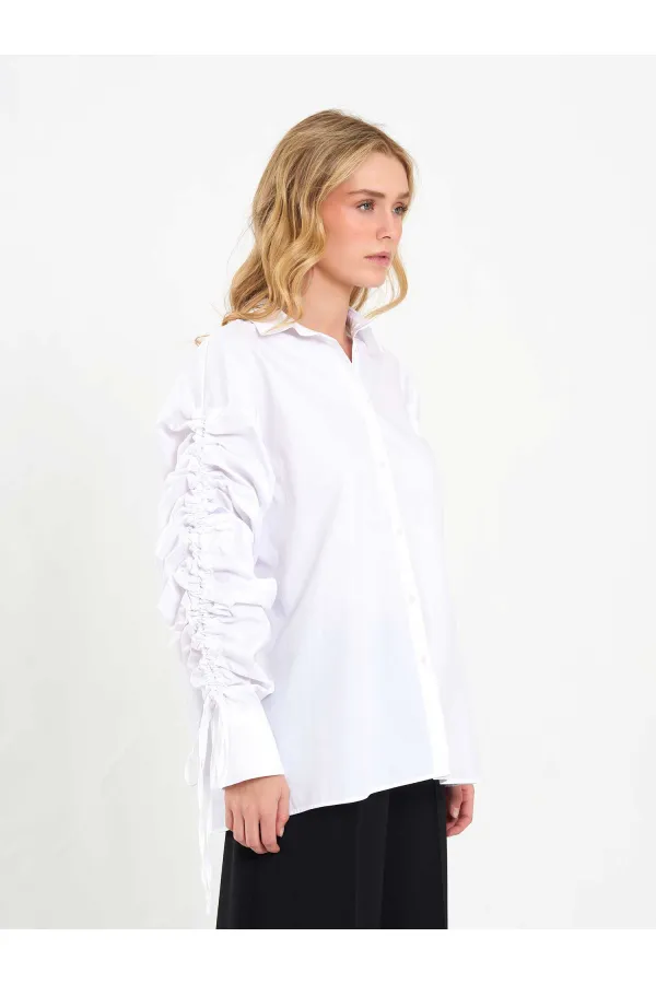 080796 Shirt with Gathered Sleeves