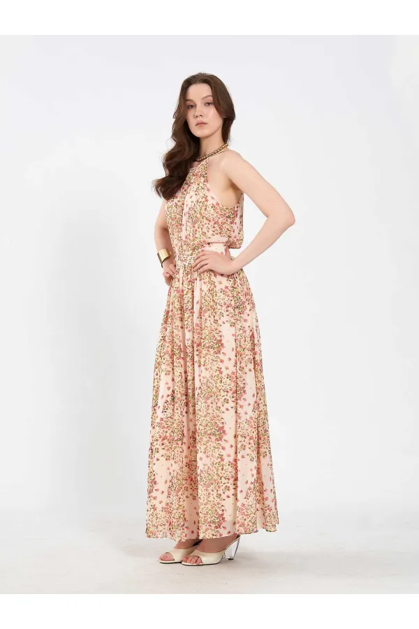 111745 Long Chiffon Dress with Backless Design 111745 Long Chiffon Dress with Backless Design