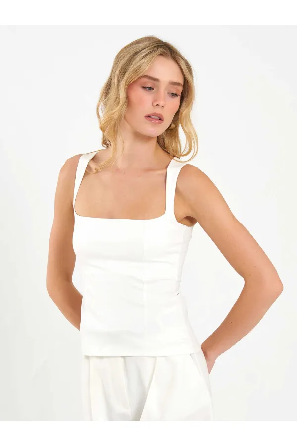 071857 Square Neck Strappy Blouse