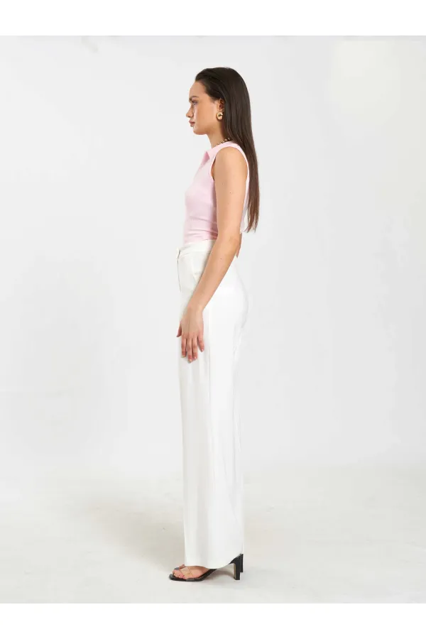 071894 Önü Fermuarlı Örme Kolsuz Body