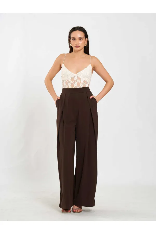 031635 A pileli Bol Paça Pantolon