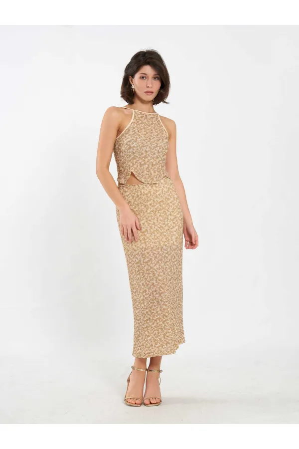 041185 Sequined Midi Skirt