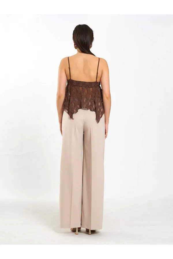 071861 Strappy Asymmetrical Blouse with Gathered Front