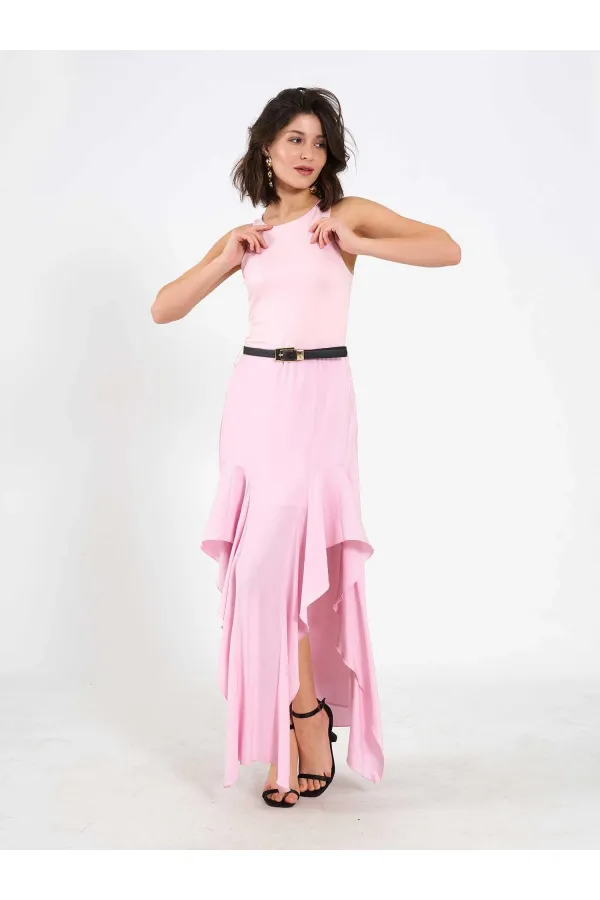 111711 Embellished Belted Dress