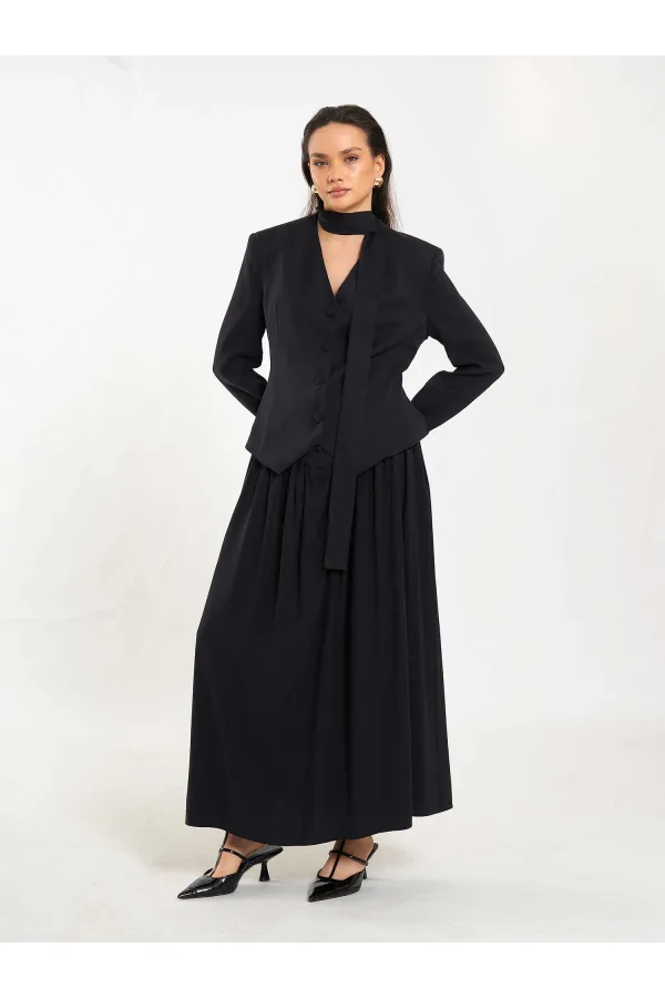 Jupe longue boutonnée sur le devant, style corset, référence 041171