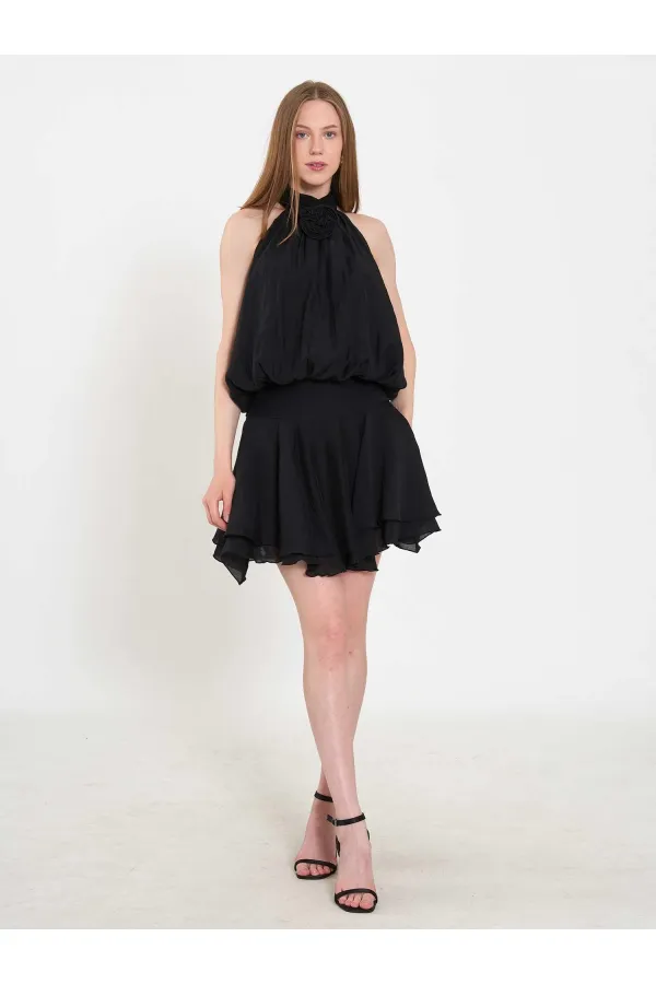 071927 Sleeveless Blouse with Rose Buckle Neckline 071927 Sleeveless Blouse with Rose Buckle Neckline