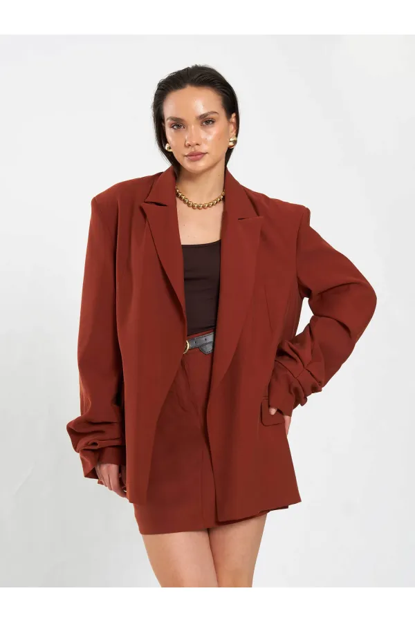 131046 Oversize Kolları Pileli Ceket