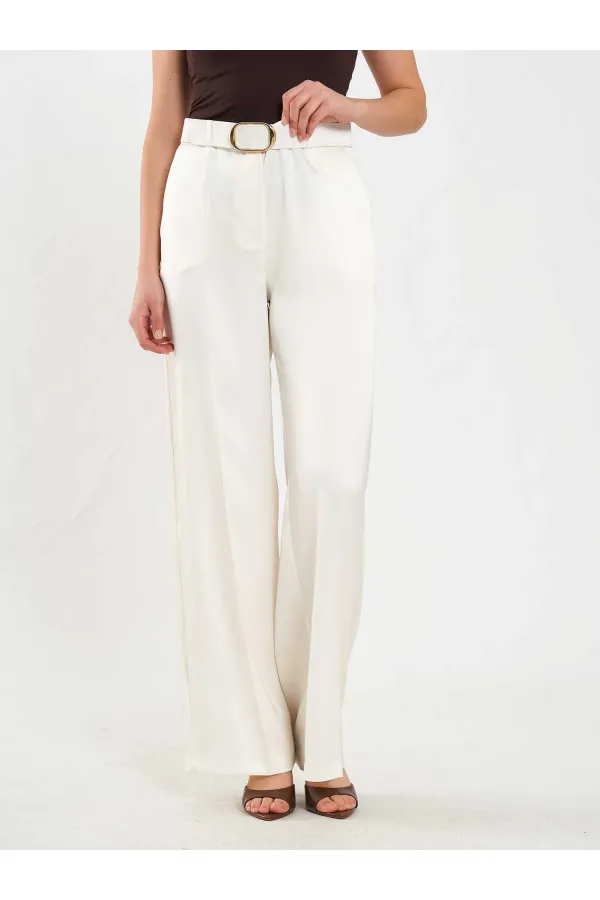 031656 Satin Belted Straight Leg Trousers