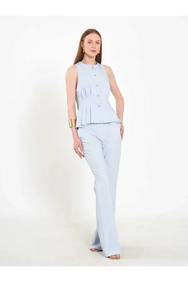 031673 Stella Straight Leg Trousers with Belt Buckle