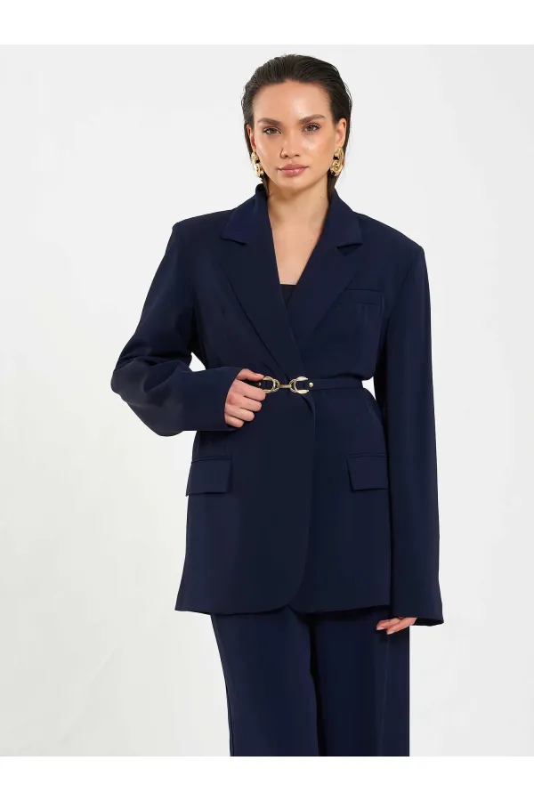 131060 Kemer Detaylı Oversize Ceket