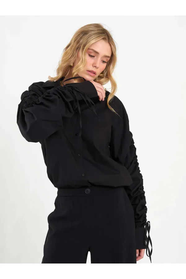 080796 Shirt with Gathered Sleeves