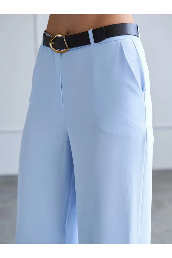 031661 Düz Kesim Kemerli  Pantolon