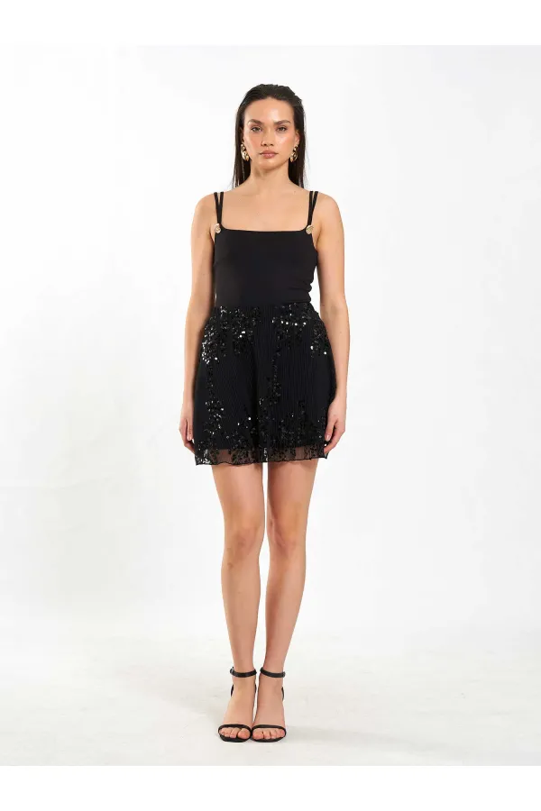 Jupe à sequins taille élastique 041183