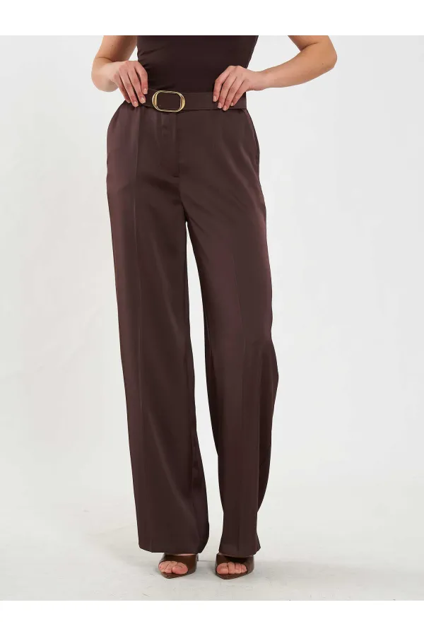 031656 Satin Belted Straight Leg Trousers