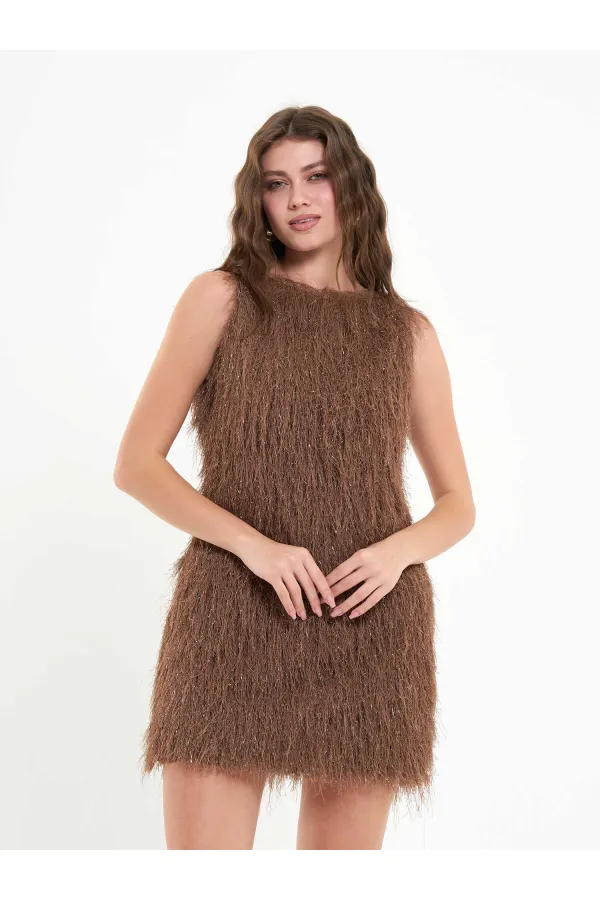 111634 Saçaklı Mini Elbise