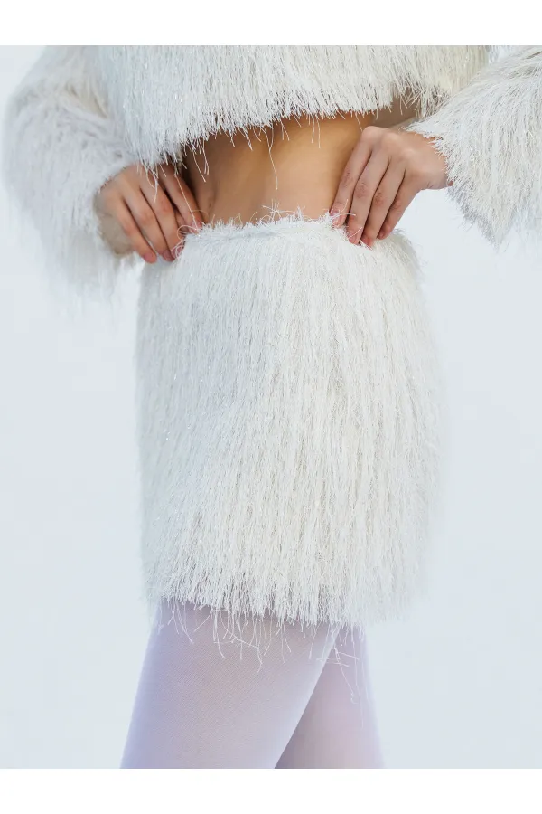 041118 Saçaklı Mini Etek