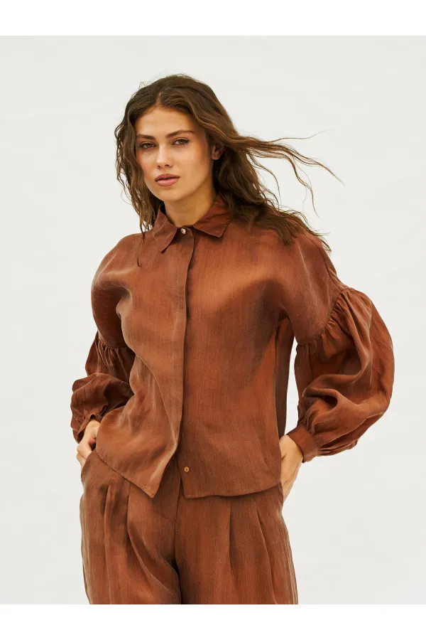 220579 Balloon Sleeve Shirt and Trouser Set