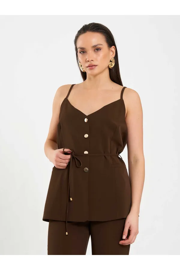 120743 V Yaka Belden Bağlamalı Yelek