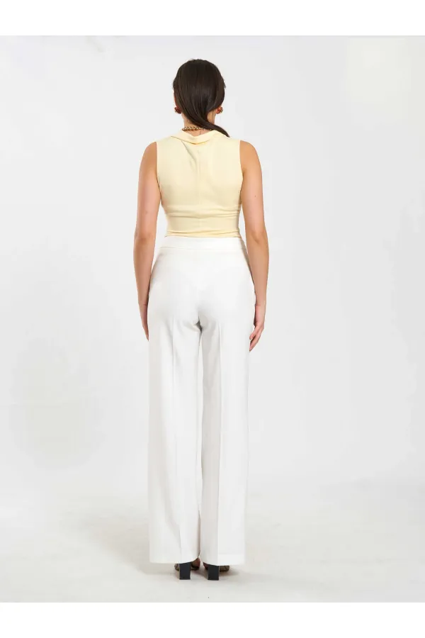 071894 Önü Fermuarlı Örme Kolsuz Body