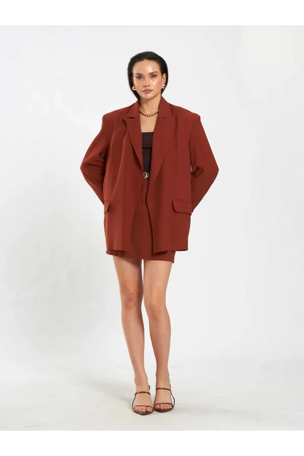 131046 Oversize Kolları Pileli Ceket