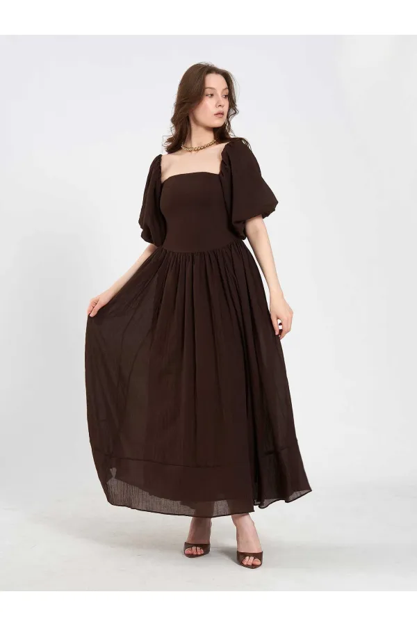 111736 Balloon Sleeve Cotton Dress 111736 Balloon Sleeve Cotton Dress