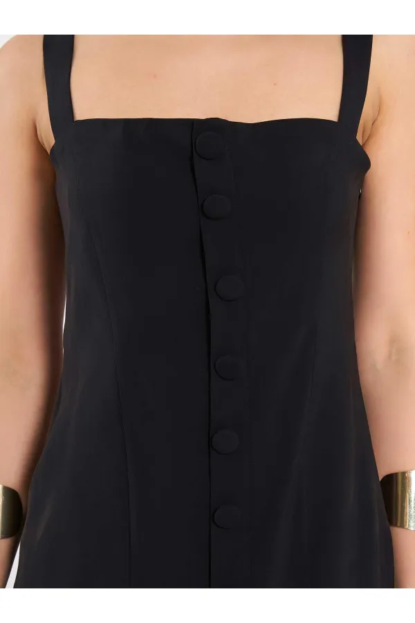 111707 Düğmeli Mini Boy Elbise