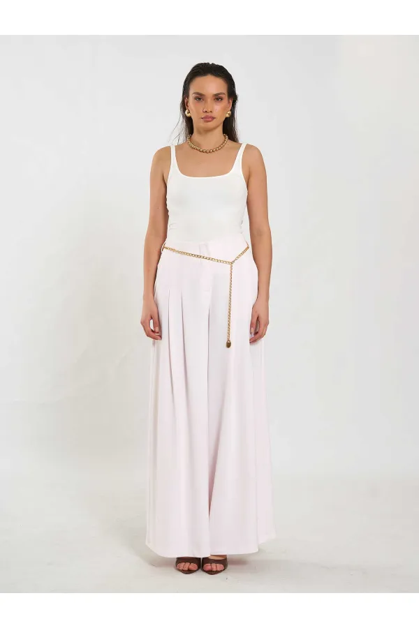031641 Double Pleated Trousers with Trim