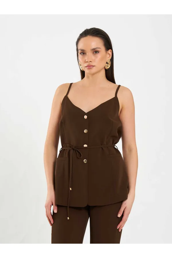 120743 V Yaka Belden Bağlamalı Yelek