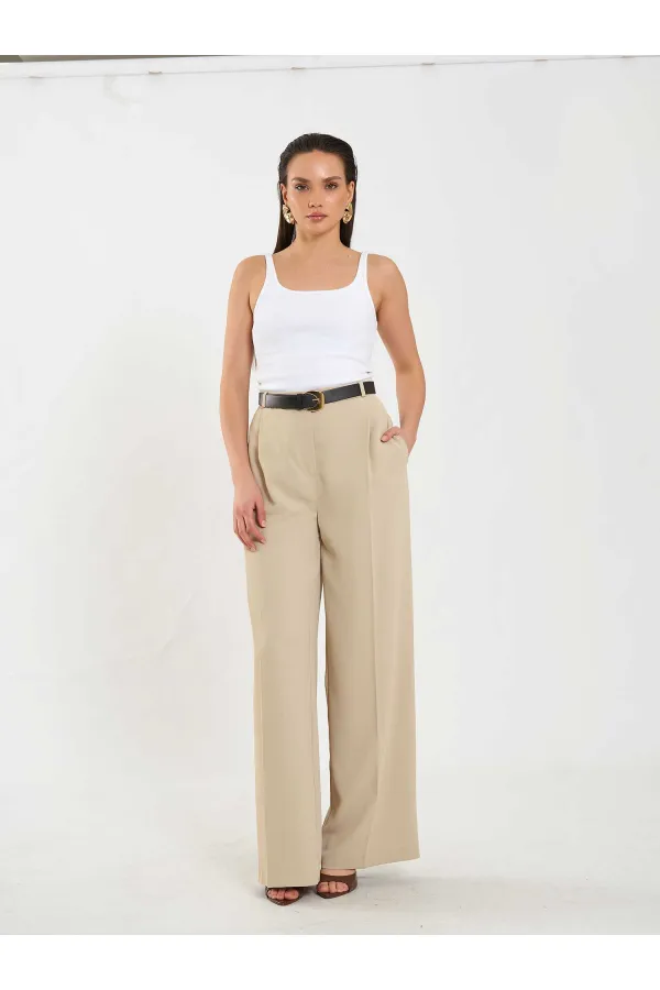 031655 Tek Pileli Düz Paça Pantolon
