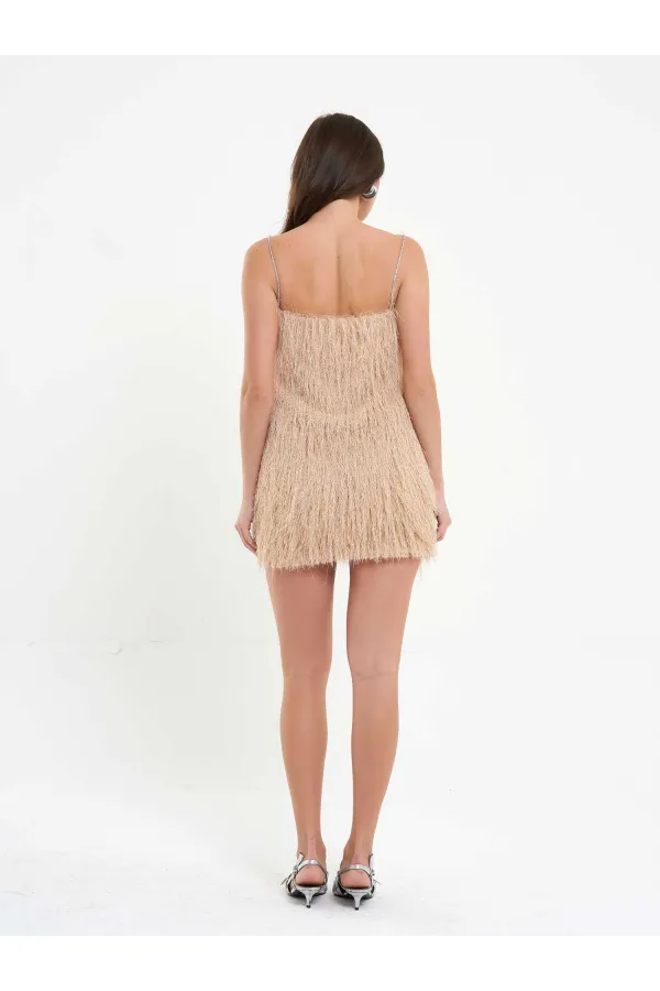 111658 Saçaklı Mini  Elbise