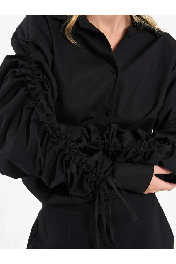 080796 Shirt with Gathered Sleeves