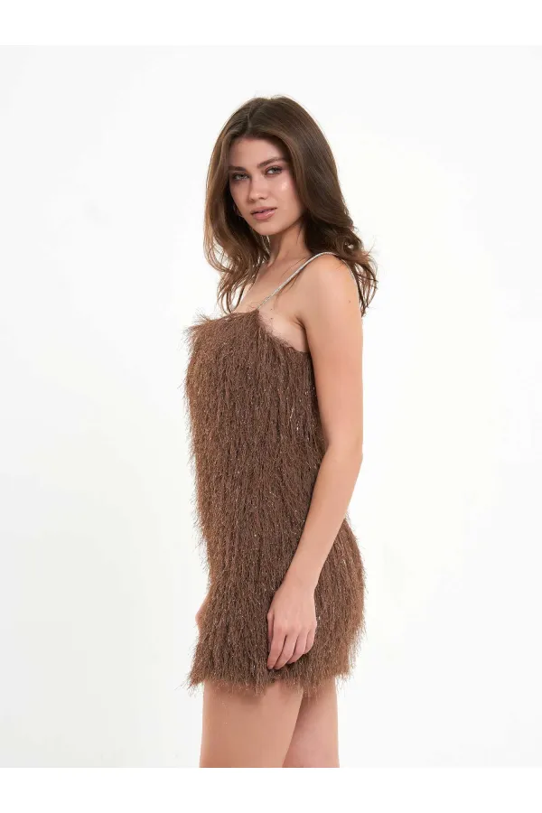 111658 Saçaklı Mini  Elbise