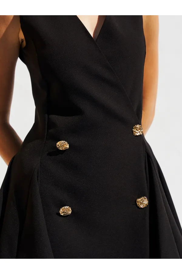 111611 Sleeveless Mini Button Detail Dress