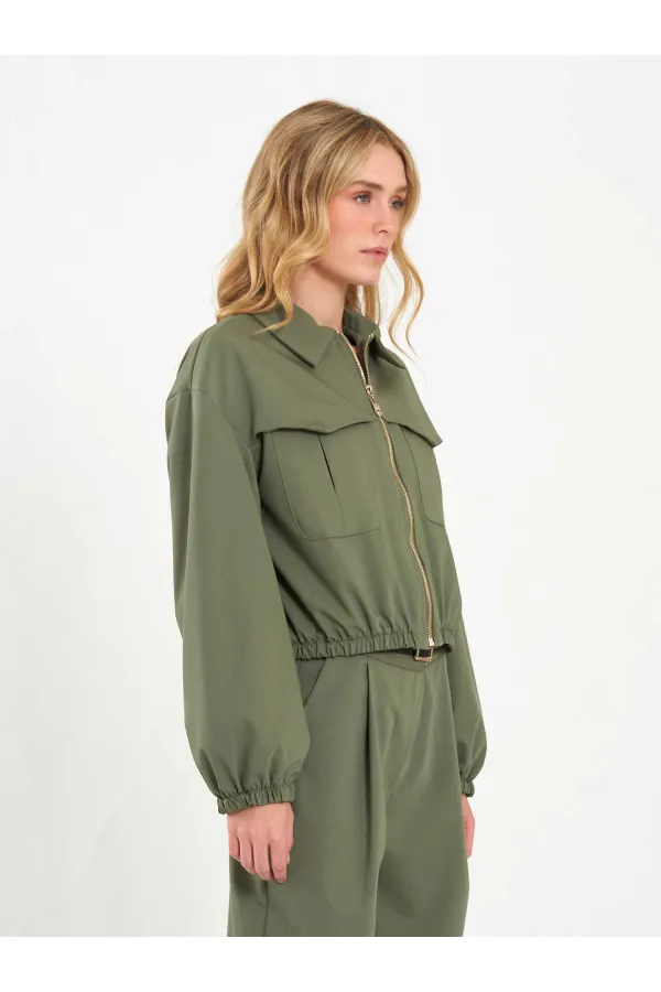 160896 Veste bomber à fermeture éclair frontale