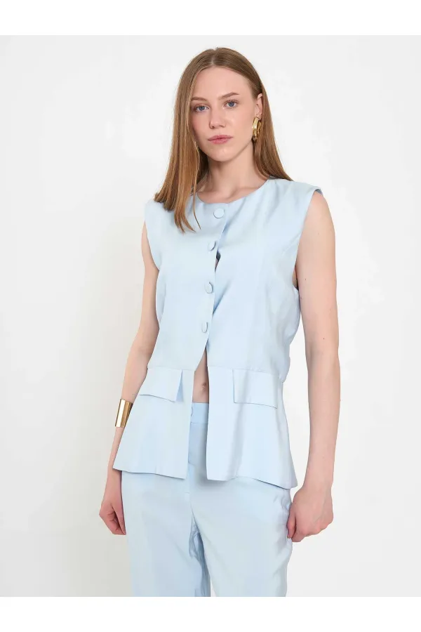 120732 Vest with Ruffled Hem