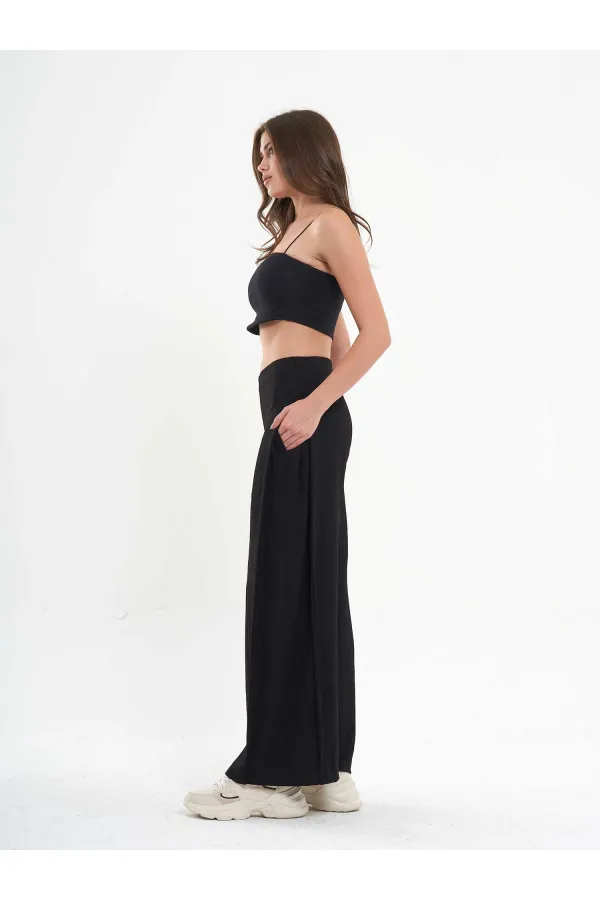 031595 Wide Leg Trousers with Side Pleats