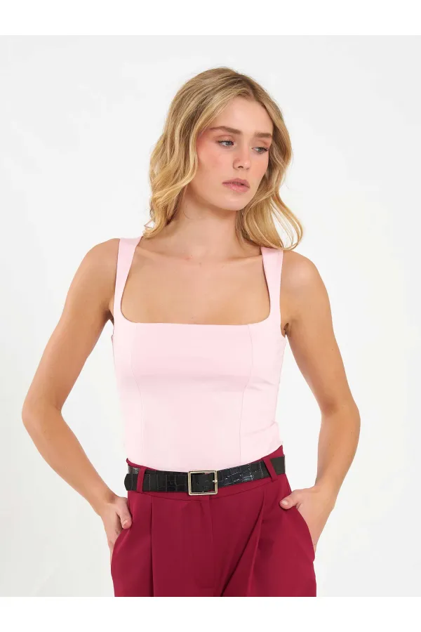 071857 Square Neck Strappy Blouse