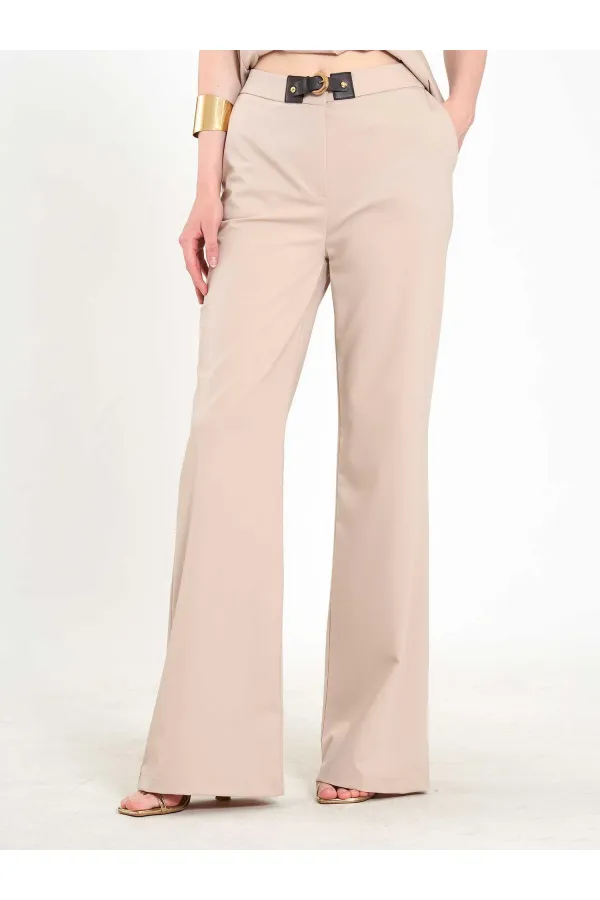 031673 Stella Straight Leg Trousers with Belt Buckle